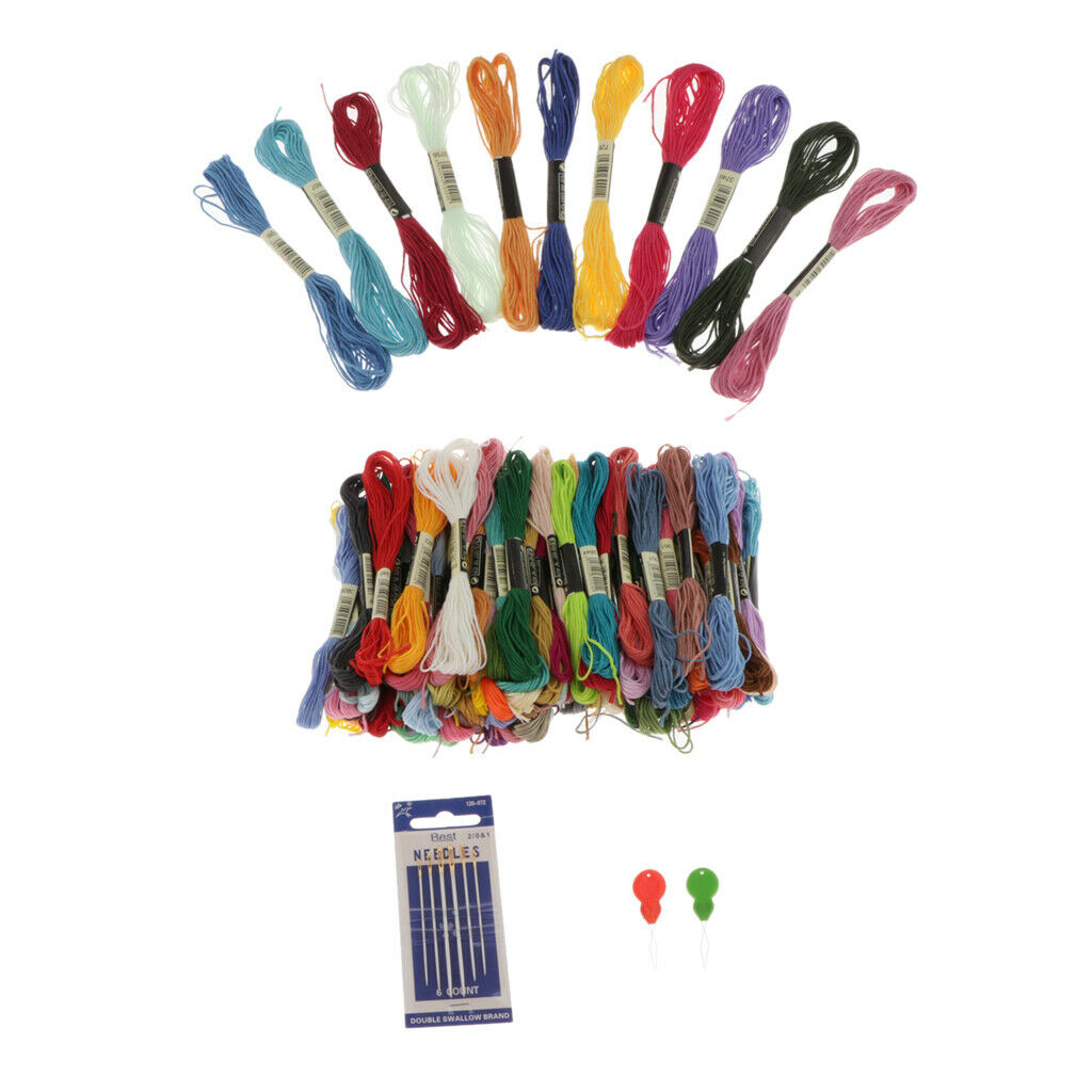 Embroidery Floss Kit 100 Colors Thread With  & Threader For Sewing