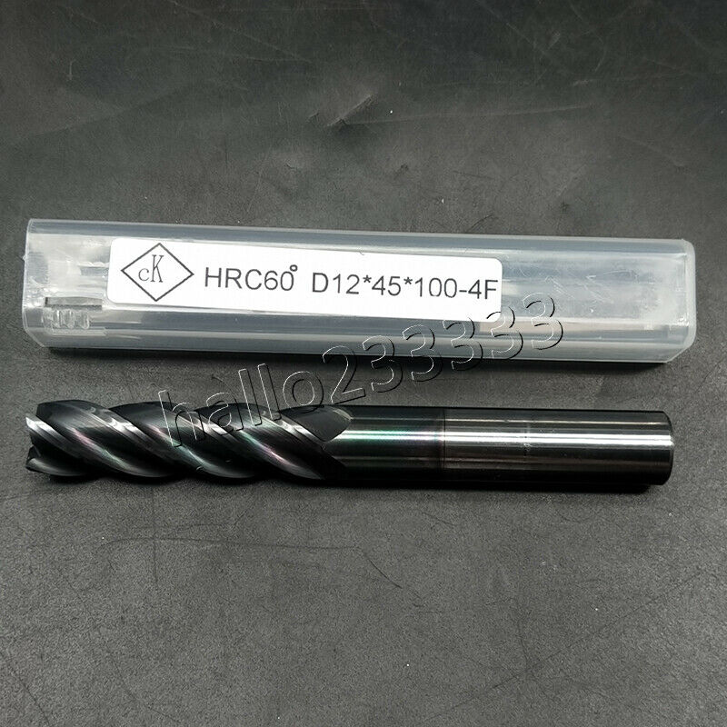 HRC60° φ12 ×45 ×100 4Flute 6mm Carbide End Mill Bits Milling Cutter 100mm length