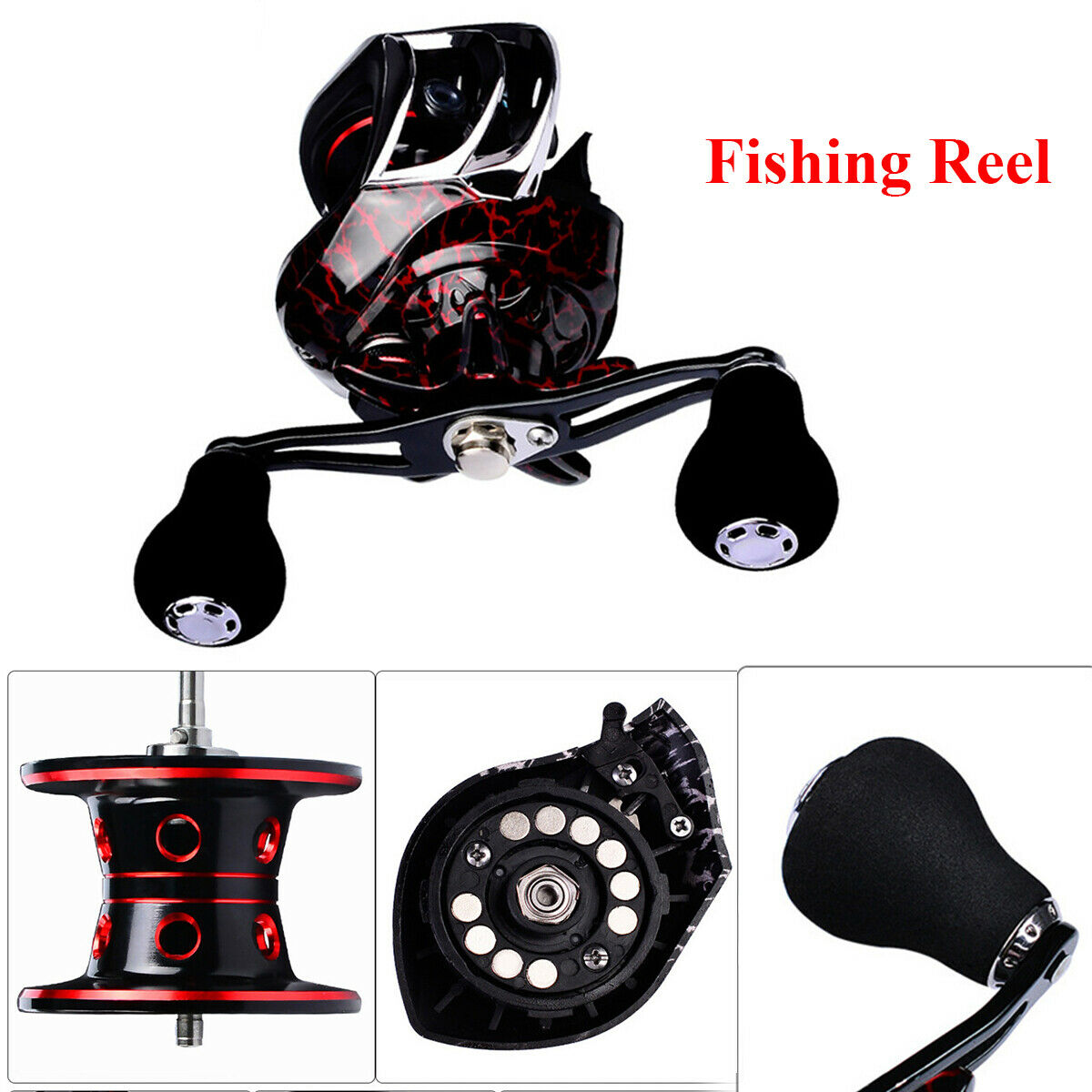 1×Right Hand Dual Drag System Fishing Baitcasting Reel For Lakes Rivers Offshore