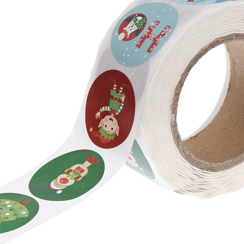 500pcs Round Christmas Stickers rollEnvelope Gift Card Label Sealing Deco FTBUA