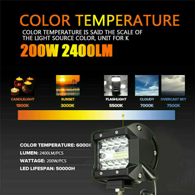 1pc 4 inch LED Work Light Bar Flood Spot Beam Offroad 4WD SUV Driving Fog Lamp