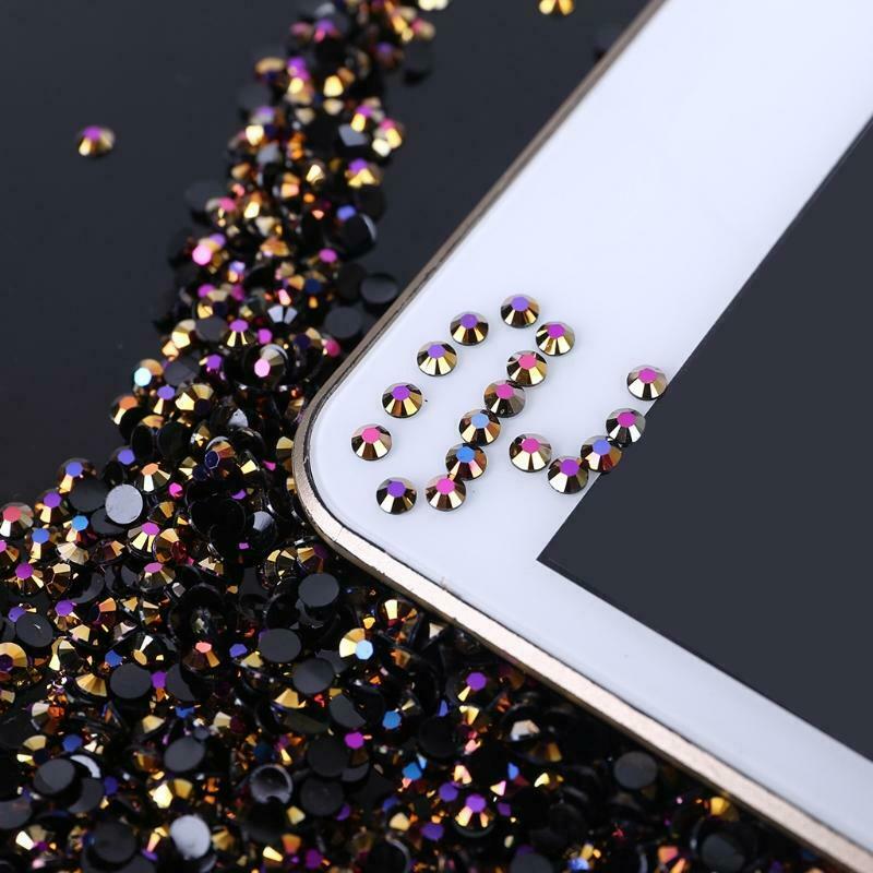 5000pcs Black Gradient Flat Back Gems Round Crystal Rhinestones for DIY Nail Art