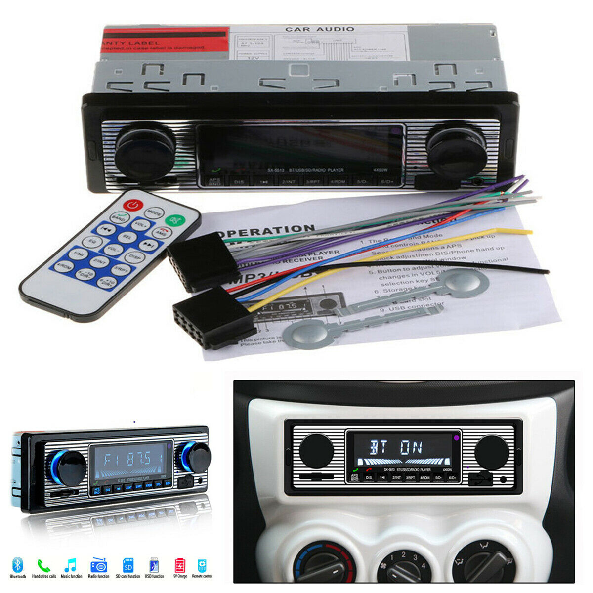 1PC Car 4-CH Bluetooth Stereo Radio MP3 Player USB / SD / FM / WMA / MP3 / WAV