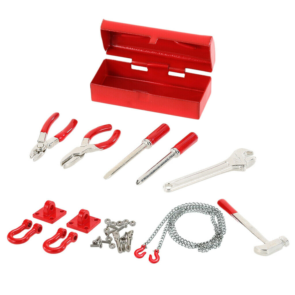 Tow Hook Trailer Chain Buckle Shacke w/ Tool Box for 1/10 RC Car Axial SCX10