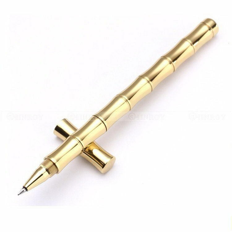 Bamboo Shape Retro Signature Pen Pure Brass Ball Pens Handmade Gel EDC Pen