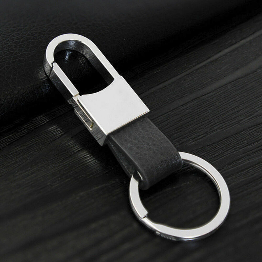 Men Creative Metal Leather Key Chain Ring Fob Keyfob Car Keyring Keychain Gifts