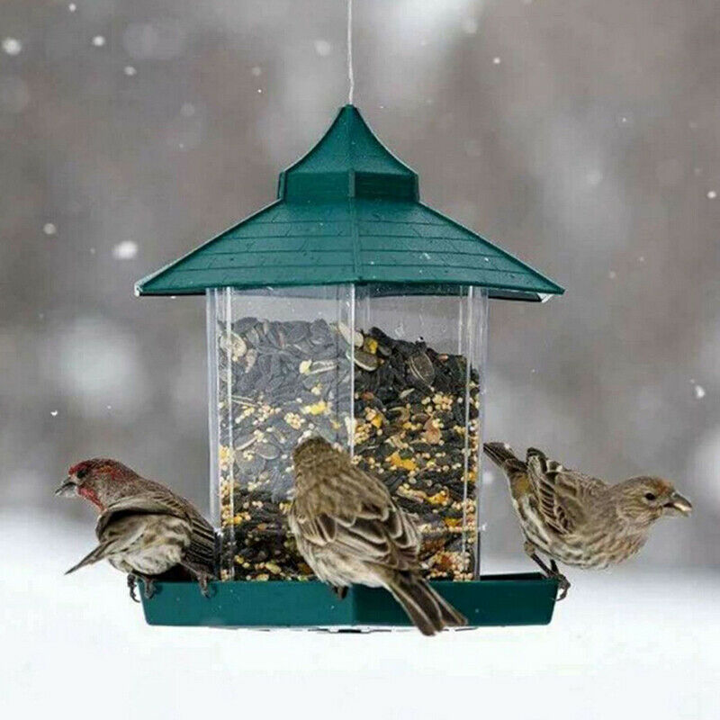 Waterproof Hanging Gazebo Bird Feeder Villa Outdoor Feeding For Garden DecoS.DD