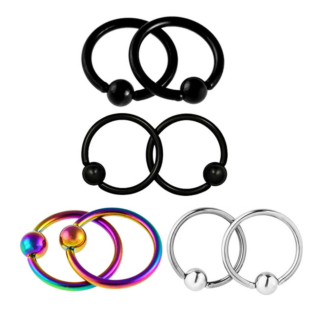 4 Pairs Captive Bead Closure 16g Nose Ear Helix Tragus Lip Ring Jewelry