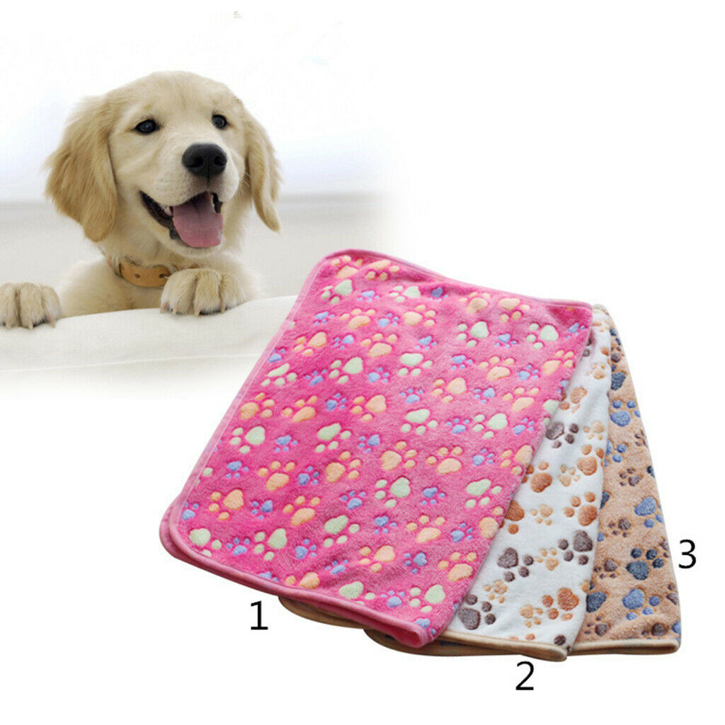 Warm Tan Cartoon Paw Print Pillow For Puppy Nonwoven Soft Blanket Bed Mat S