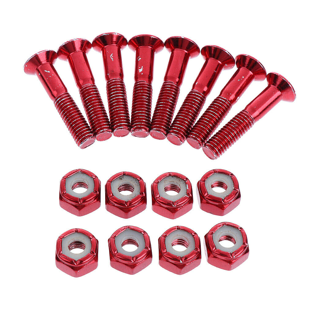 12x 1" Longboard Skateboard Mounting Bolts Screws Truck Hardware Blue+Red