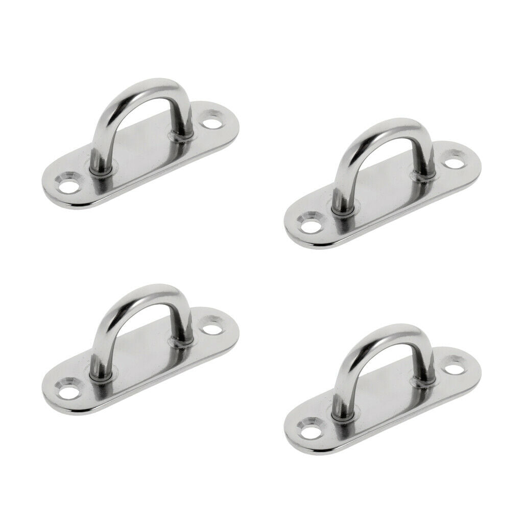 4pcs 5mm Stainless Steel Oblong Eye Plates Staple Ring Hook for Marine Boat