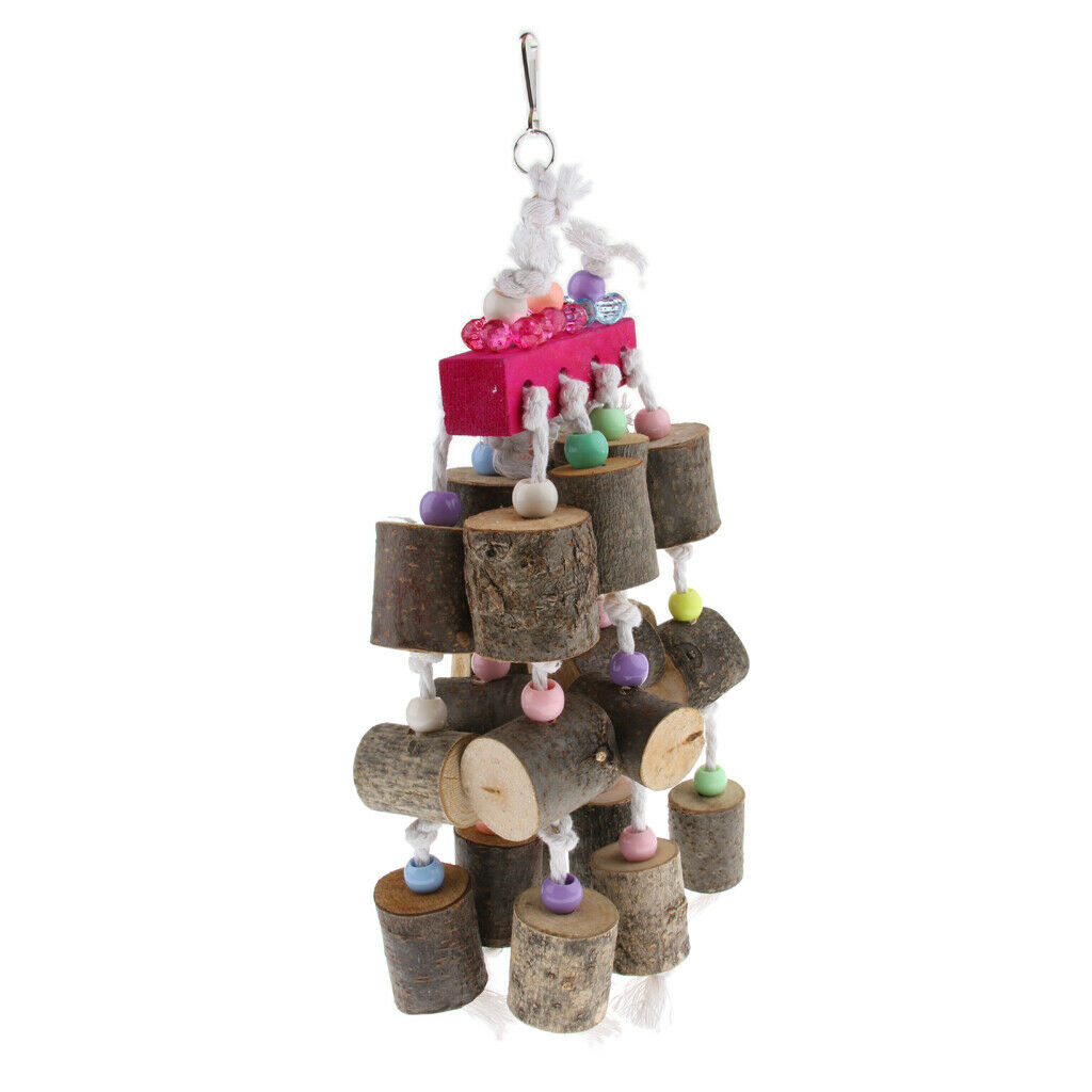 Natural Colorful Wooden Block Bird Chewing Toys For Large and Medium Parrots