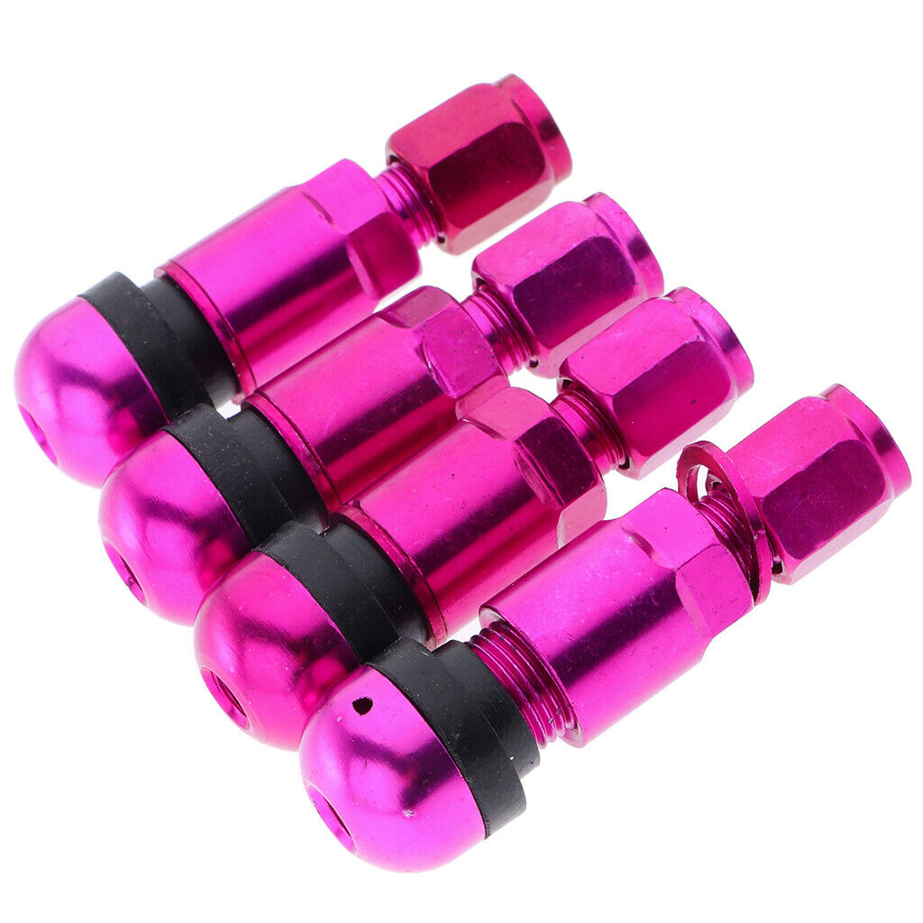 4 Pcs Car Tubeless Wheel Dust Caps Tire Valve Stems Purple + Black