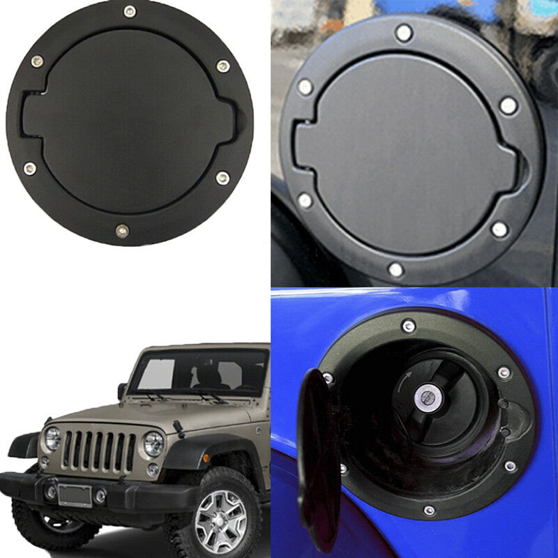 Black Fuel Filler Door Cover Gas Tank Cap 2/4 Door For 07-18 Jeep Wrangler&lBDD
