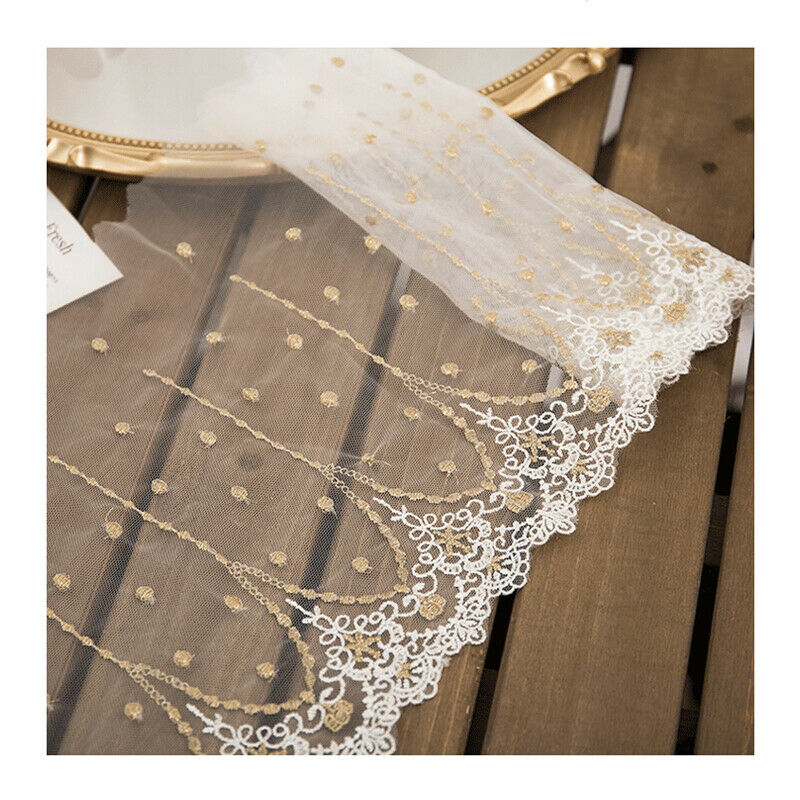 1M Floral Lace Trim Organza Tulle Fabric Ribbon Sew Wedding Dress Curtain Modern