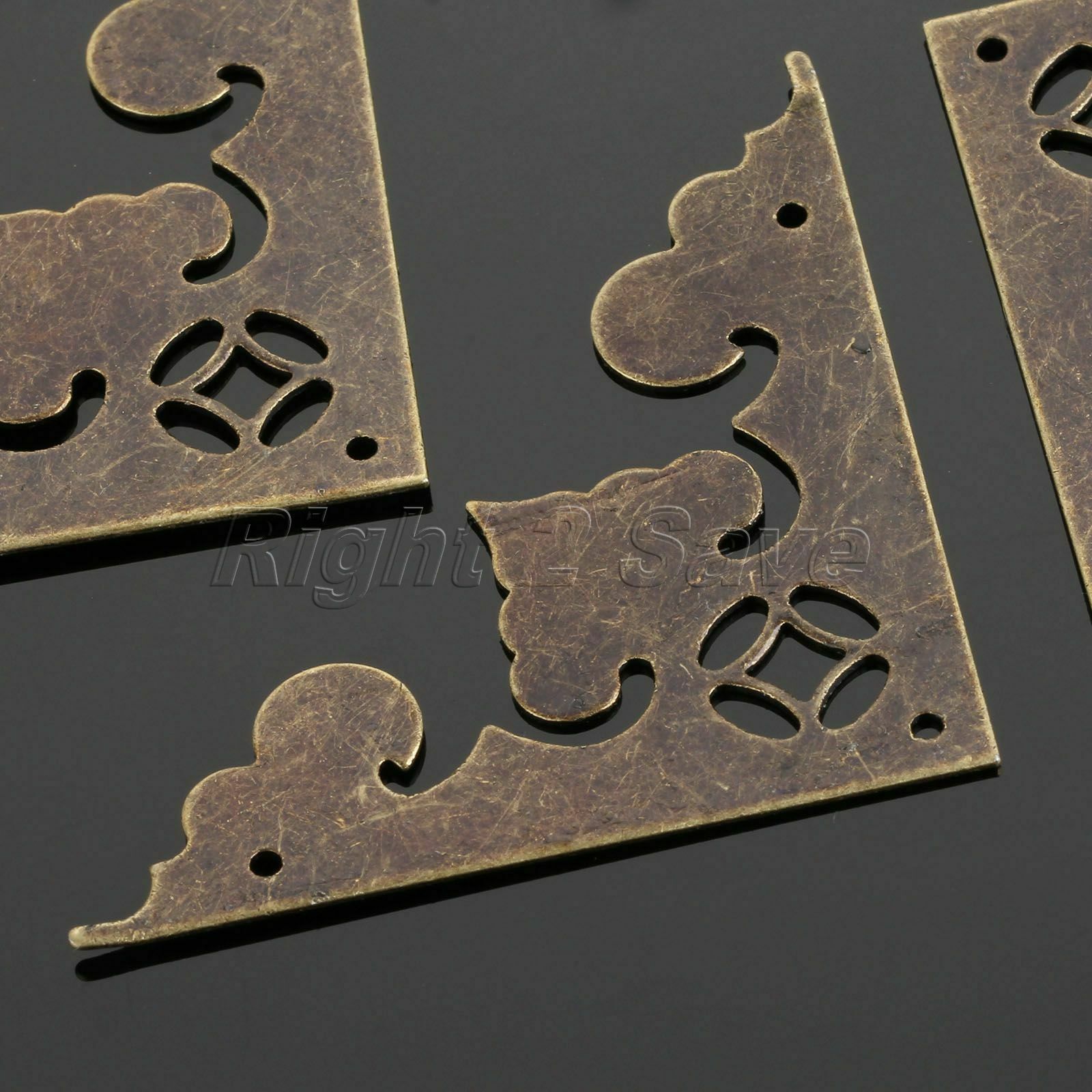 4pcs Jewelry Gift Wooden Box Corner Protector Decorative Metal Guard+12pcs Nails