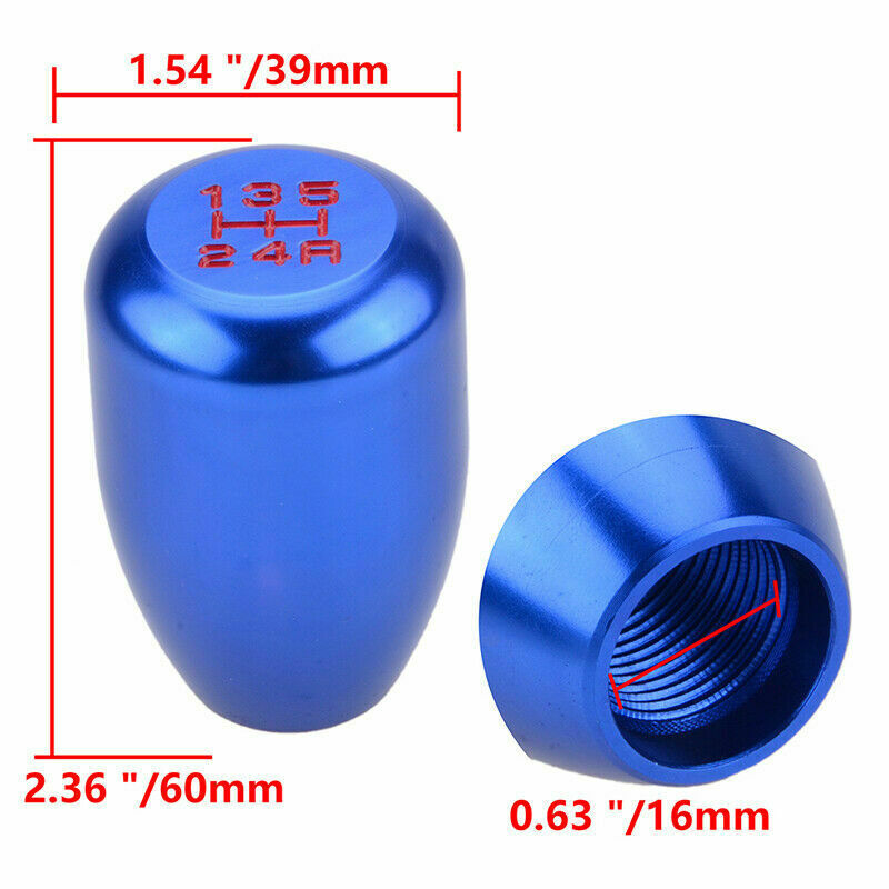 Universal 5Speed Car Manual Aluminum Shift Knob Gear Shifter Lever Handle Blue