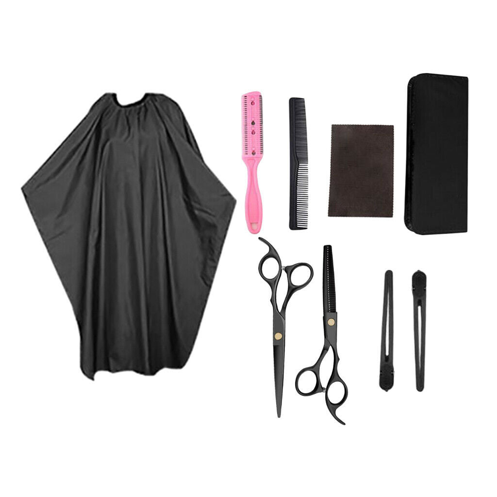 8pcs Hairdressing Cape Thinning Scissors Kit