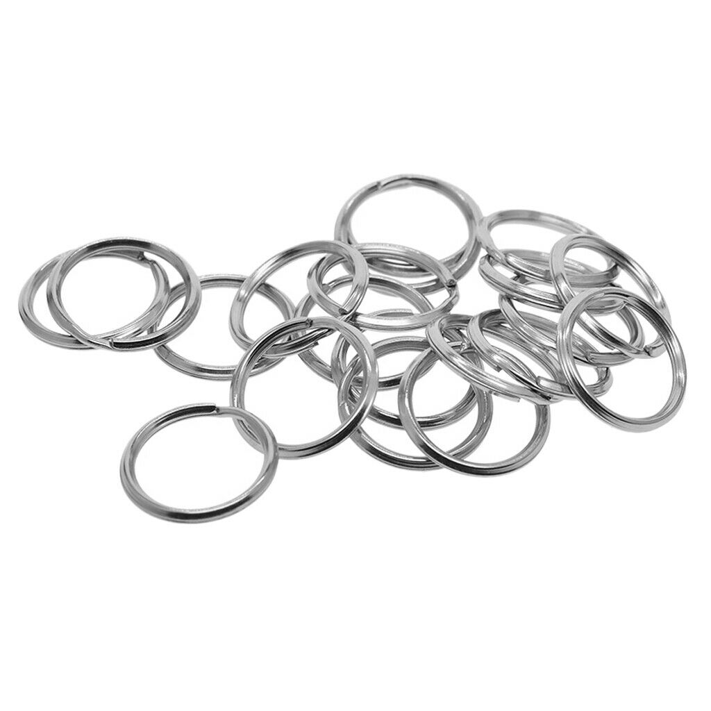 40pcs Stainless Steel Key Rings Split Ring Hoop Double Loop Connectors 20mm