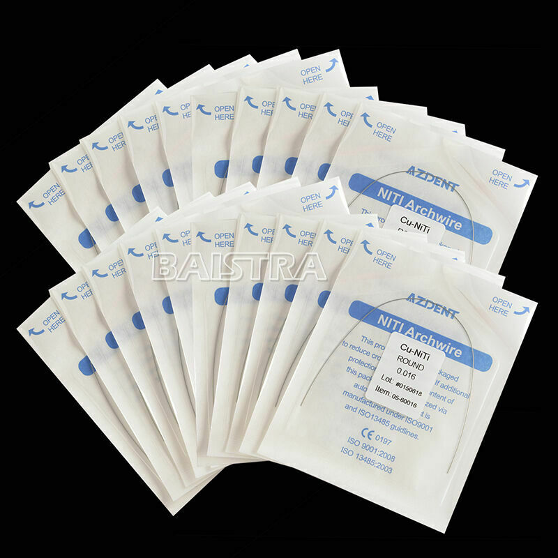 100 Bags Ovoid Form Dental Orthodontics CU-Ni-Ti Arch Wires Round 0.016 AZDENT