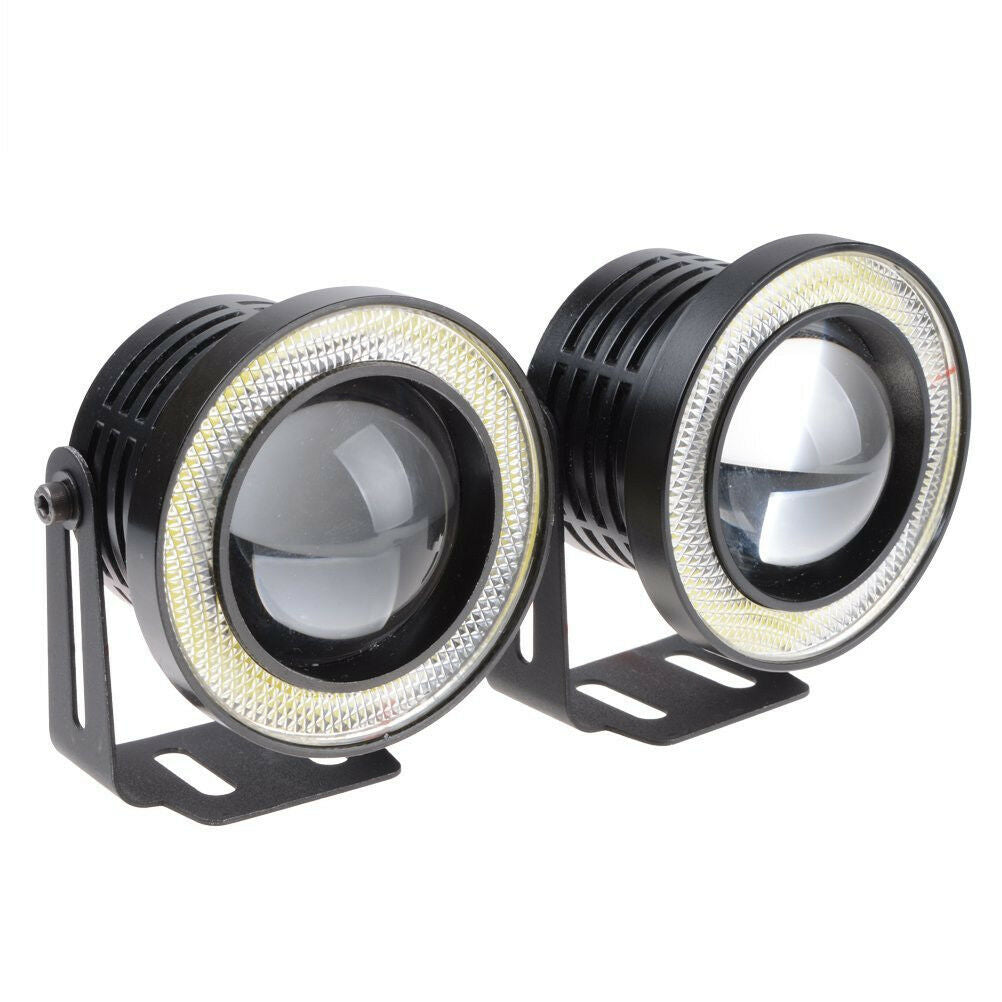 Car SUV Angel Eye Green COB Halo Ring Projector LED DRL Lamp Daytime Fog Lights