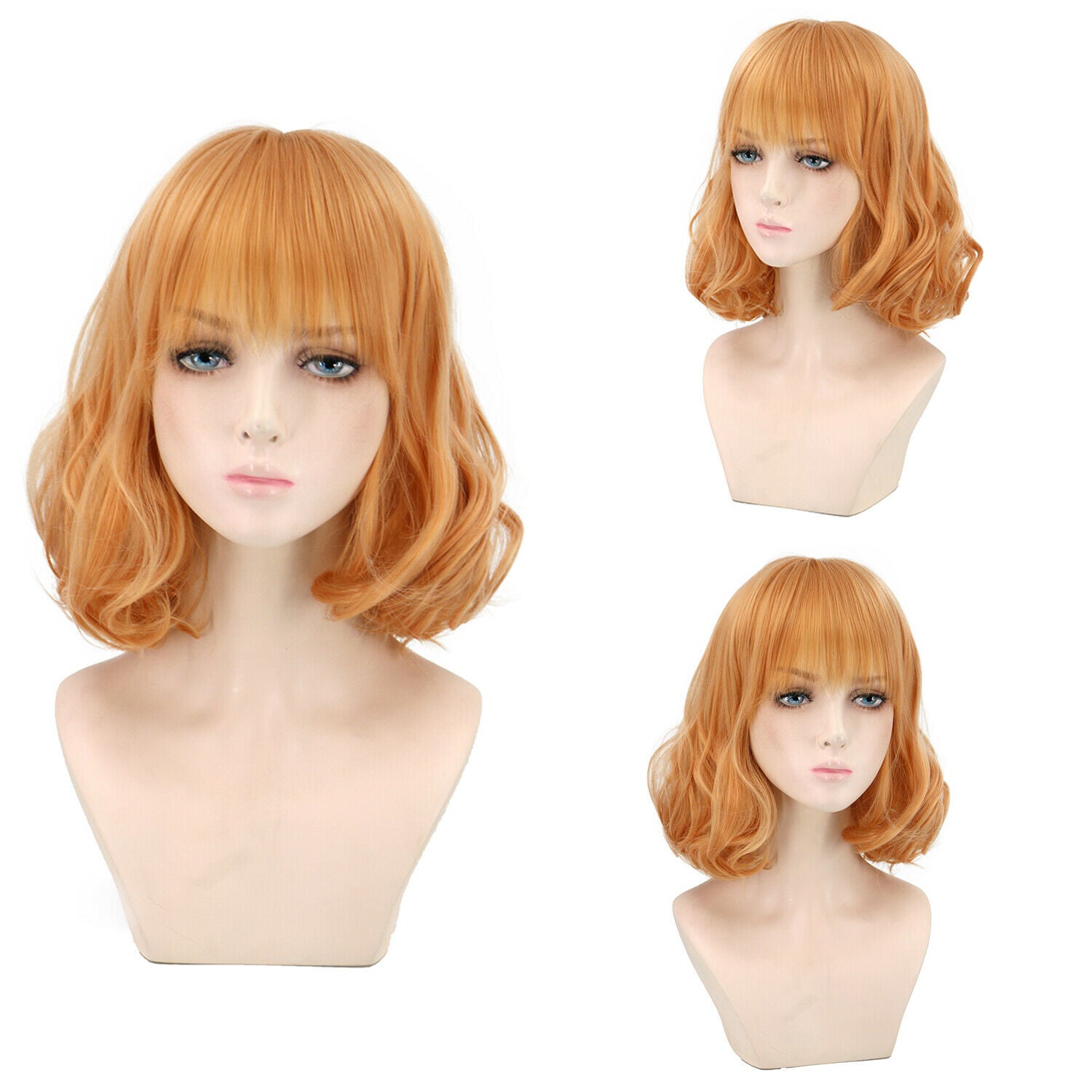 Anime Short Curly Wig Bob with Fringe Synthetic Hair BOB for Women+Free Hair Cap