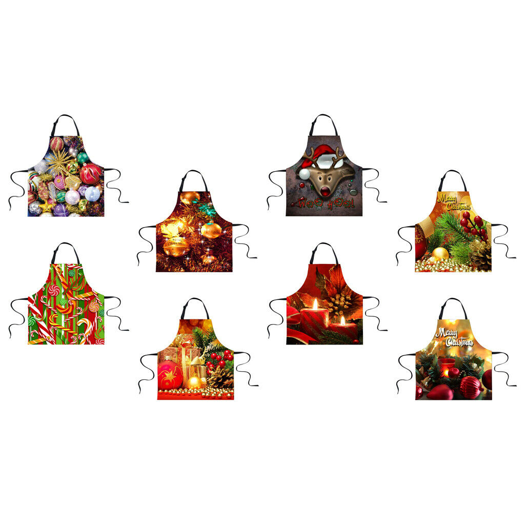 Chistmas Kitchen Apron with Pockets Ties Chef's Apron Cooking blinking