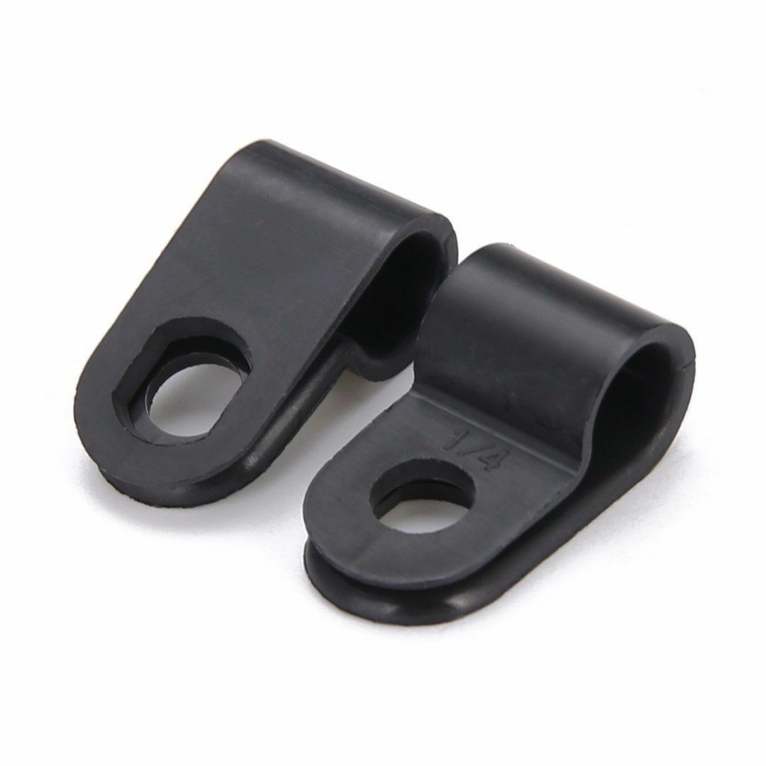High Quality Black Nylon Plastic P Clips - Fasteners for Cable & Tubing 200pcs