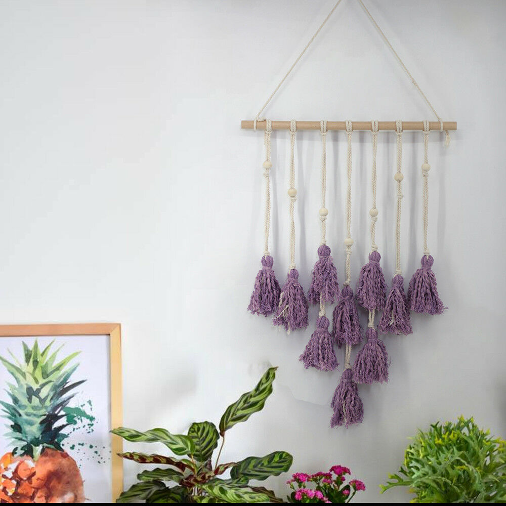 Purple  Macrame Wall Hanging Tapestry Woven Bohemian Art Backdrop Wedding Party