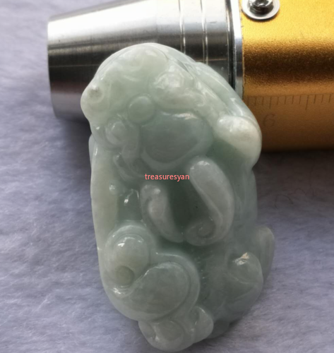 Certified Light Green Natural A Jade jadeite pendant Dragon Pi Xiu Money Coin è²”è²…