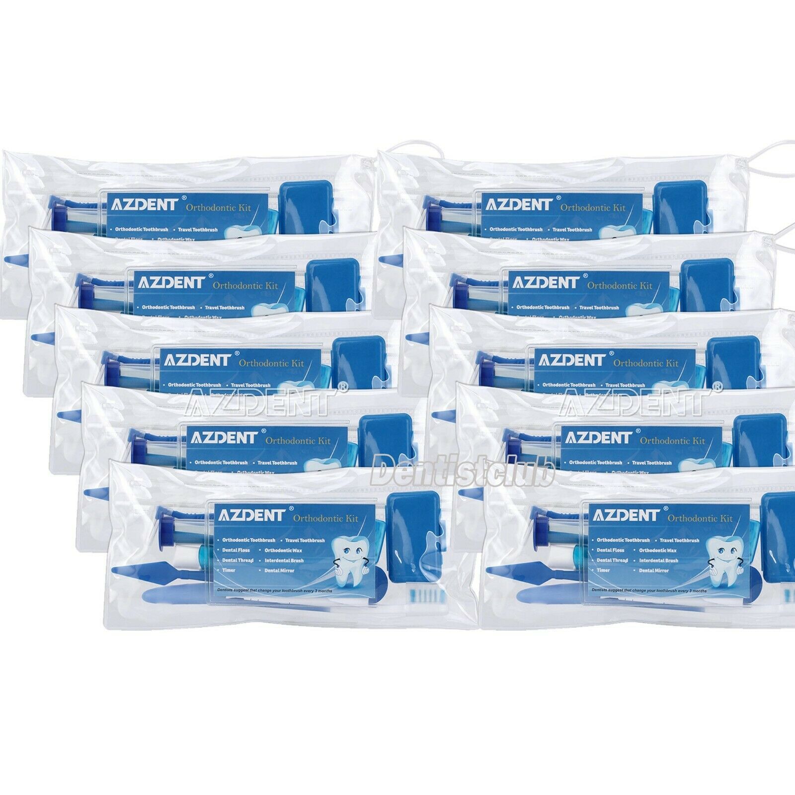 5X Dental Teeth Oral Cleaning Care Orthodontic Kits Brush Floss Thread 8pcs/kit