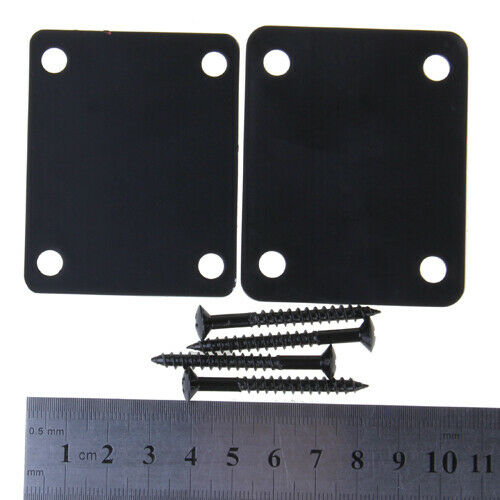 3x Black Neck Plate W/ Screws for -on Neck Guitars Quality Replace Parts NEW
