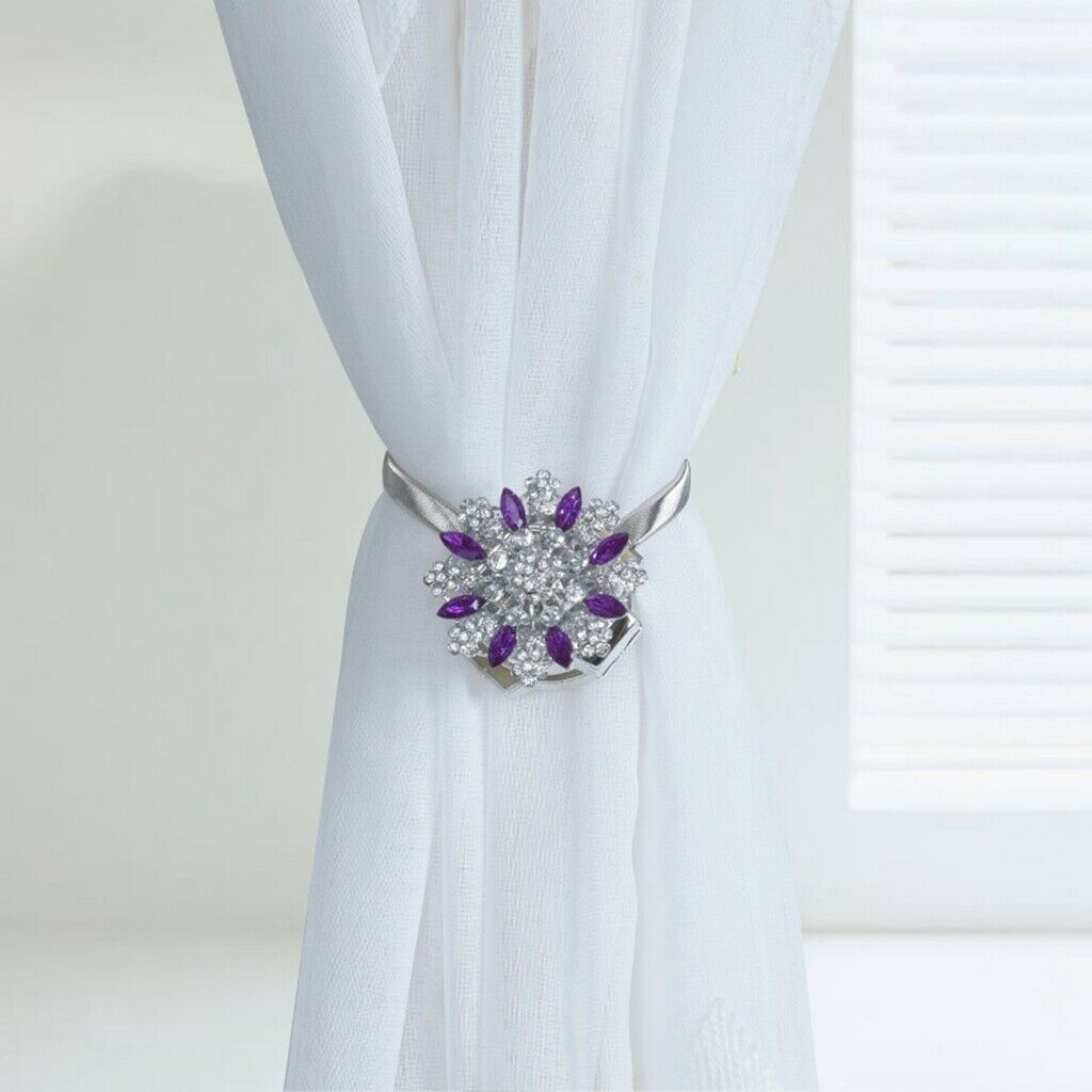 Magnetic Crystal Curtain Tieback Curtain Buckle Clip Holdback Purple