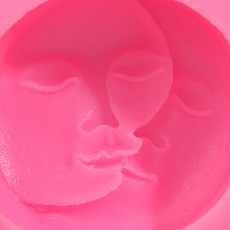 Pink Soap Mold Round Shape Sun Moon Faces Silicone Mold DIY Fondant Cake .l8