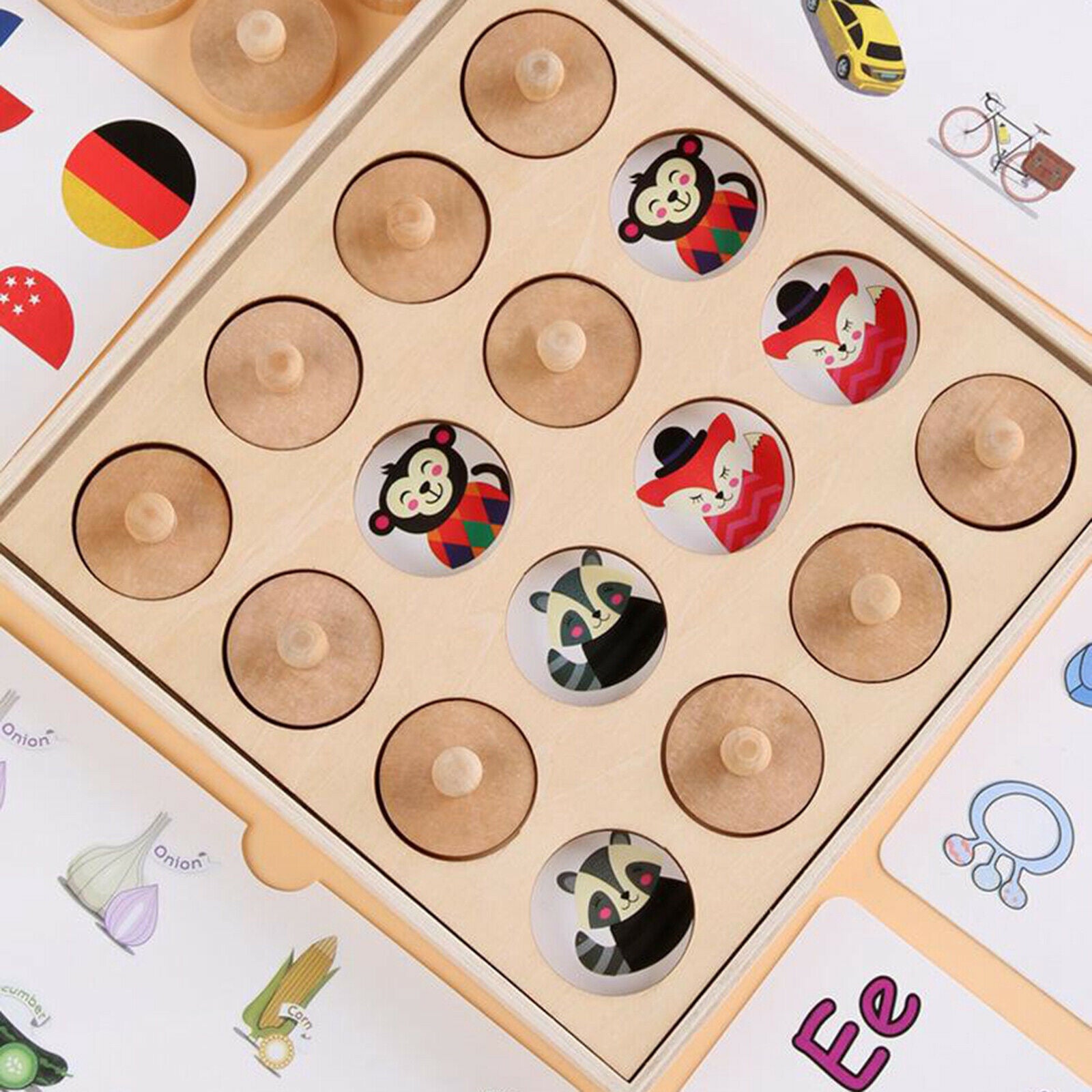 Early Education Puzzle Toys Kids Wooden Memory Matching Chess Game Puzzle