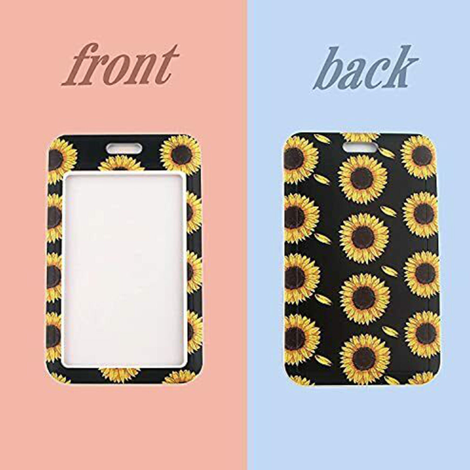 Sunflower Lanyard for Keys with Embossed ID Holder Premium Soft Fabric Neck