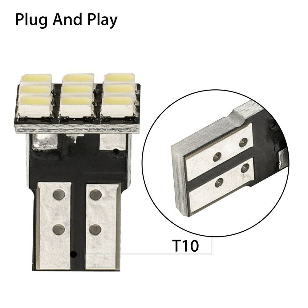 50 PCS Super White T10 Wedge 9-SMD Interior LED Light bulbs W5W 194 168 2825 158