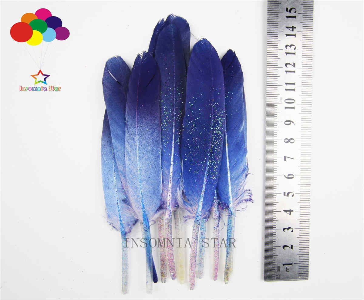 100pcs Beautiful Glitter Blue Sky Duck feather 10-15cm / 4-6 inches