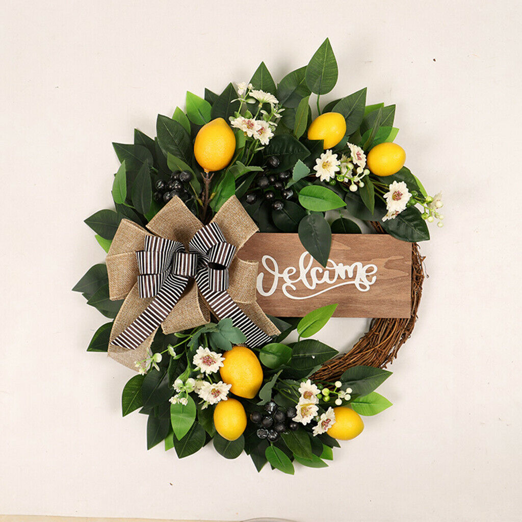 Artificial Lemon Wreath Window Wall Door Patio Spring Fruit Garland 40*45cm