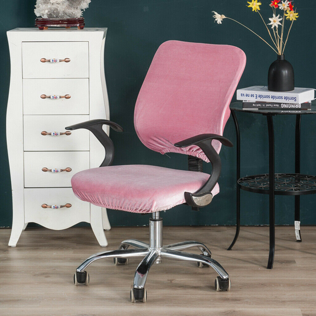 2Pieces Stretch Velvet Chair Covers Universal Soft Cushion Home Decor Pink