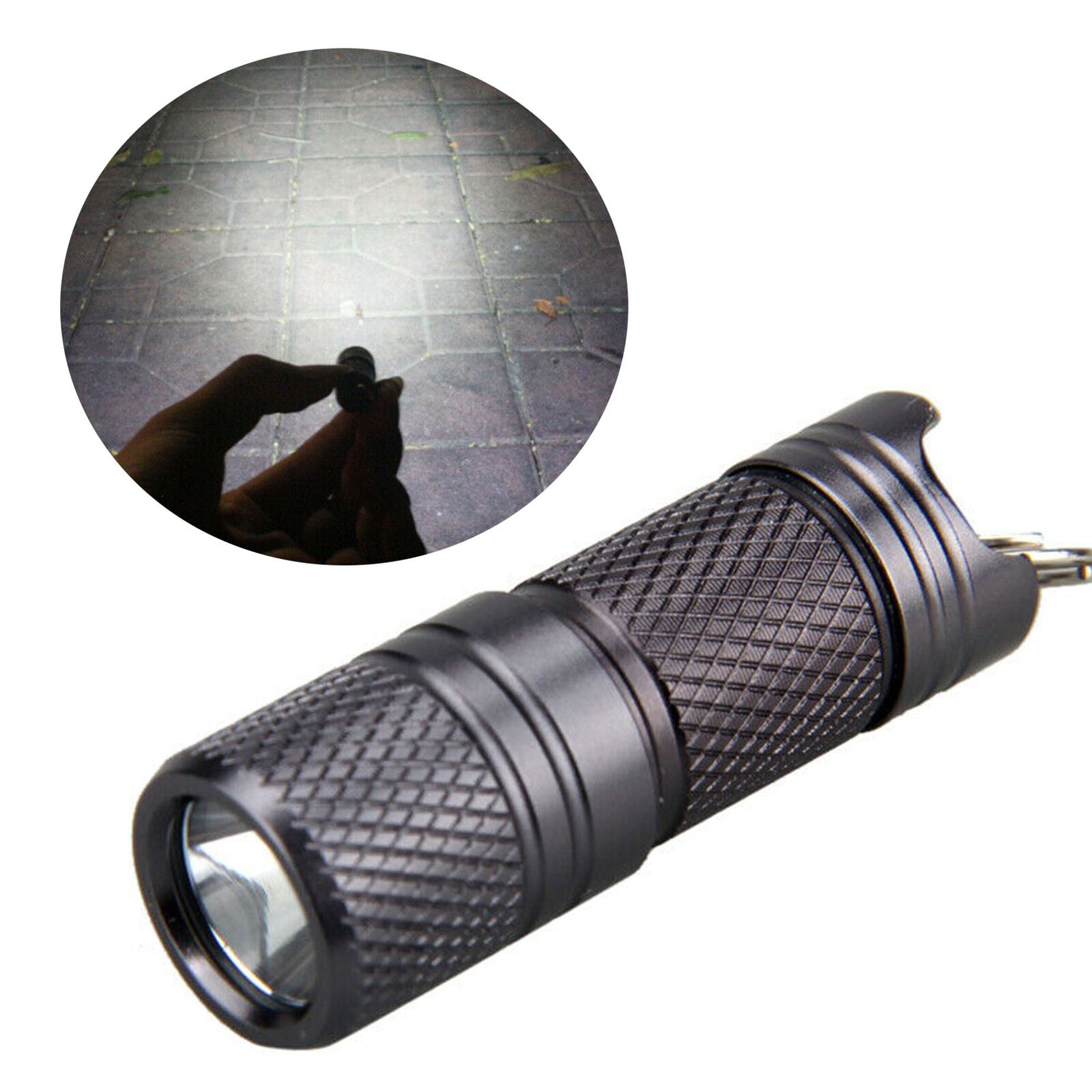 Compact Mini USB Rechargeable LED Flashlight Lamp Keychain Torch Light Night AM