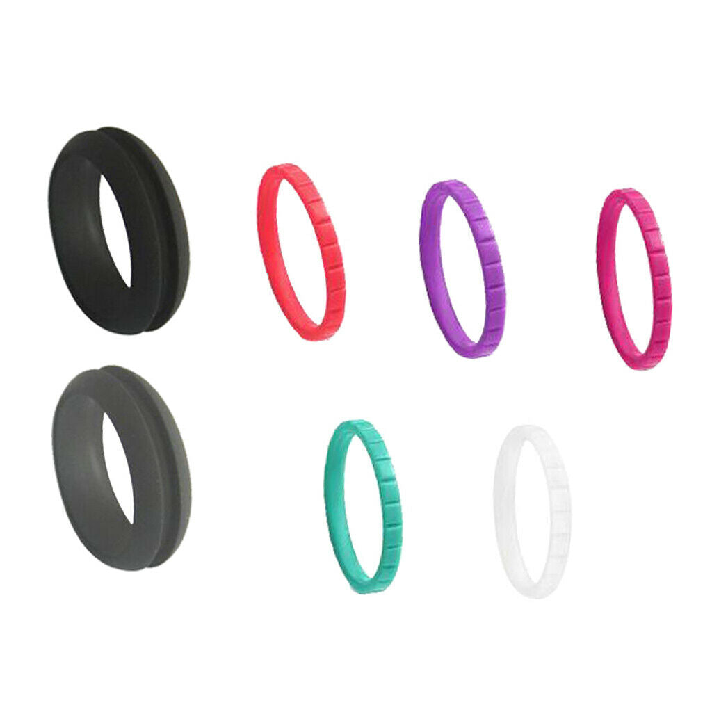 7pcs 8mm Silica Finger Ring Hand Jewelry Set for Sports Yoga Weddings Size 9