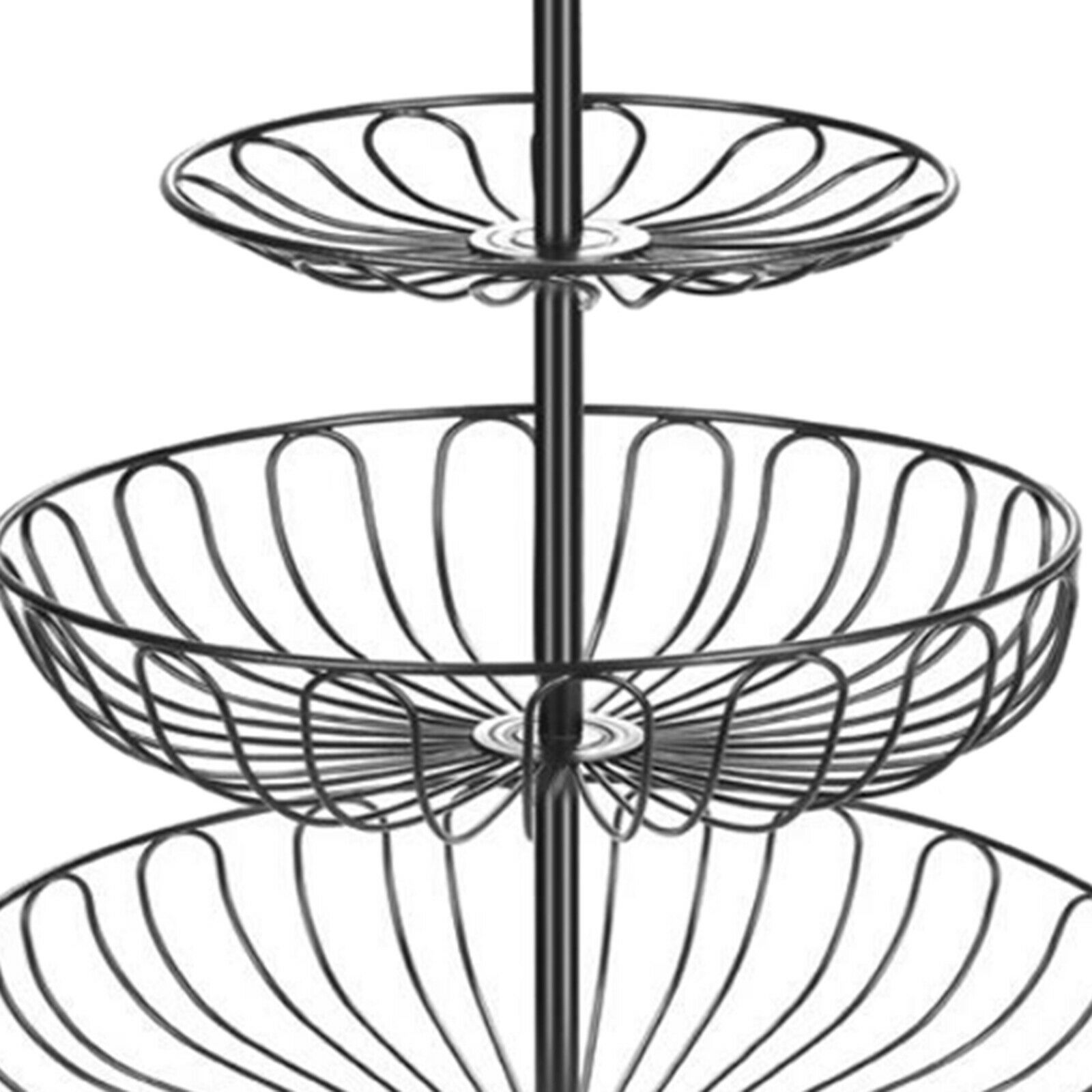 3 Tired Metal Wire Basket Rack Stand for Fruit, Vegetables, Snacks Black
