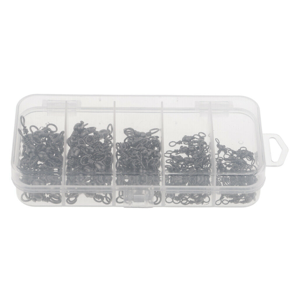115pcs Heavy Duty Three Way Barrel Swivels Black T Ture Swivels Fishing