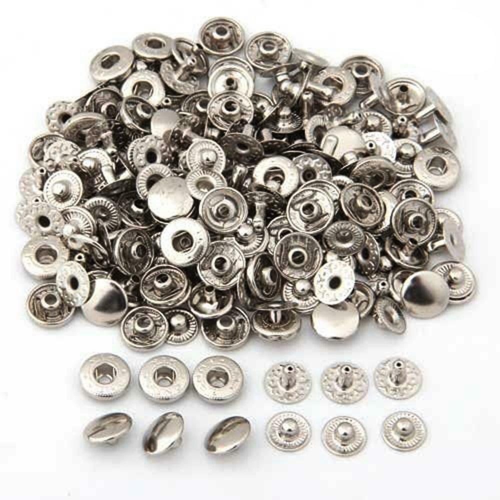 50 Set Metal No Sewing Press Studs Buttons Snap Fastener Popper 12mm
