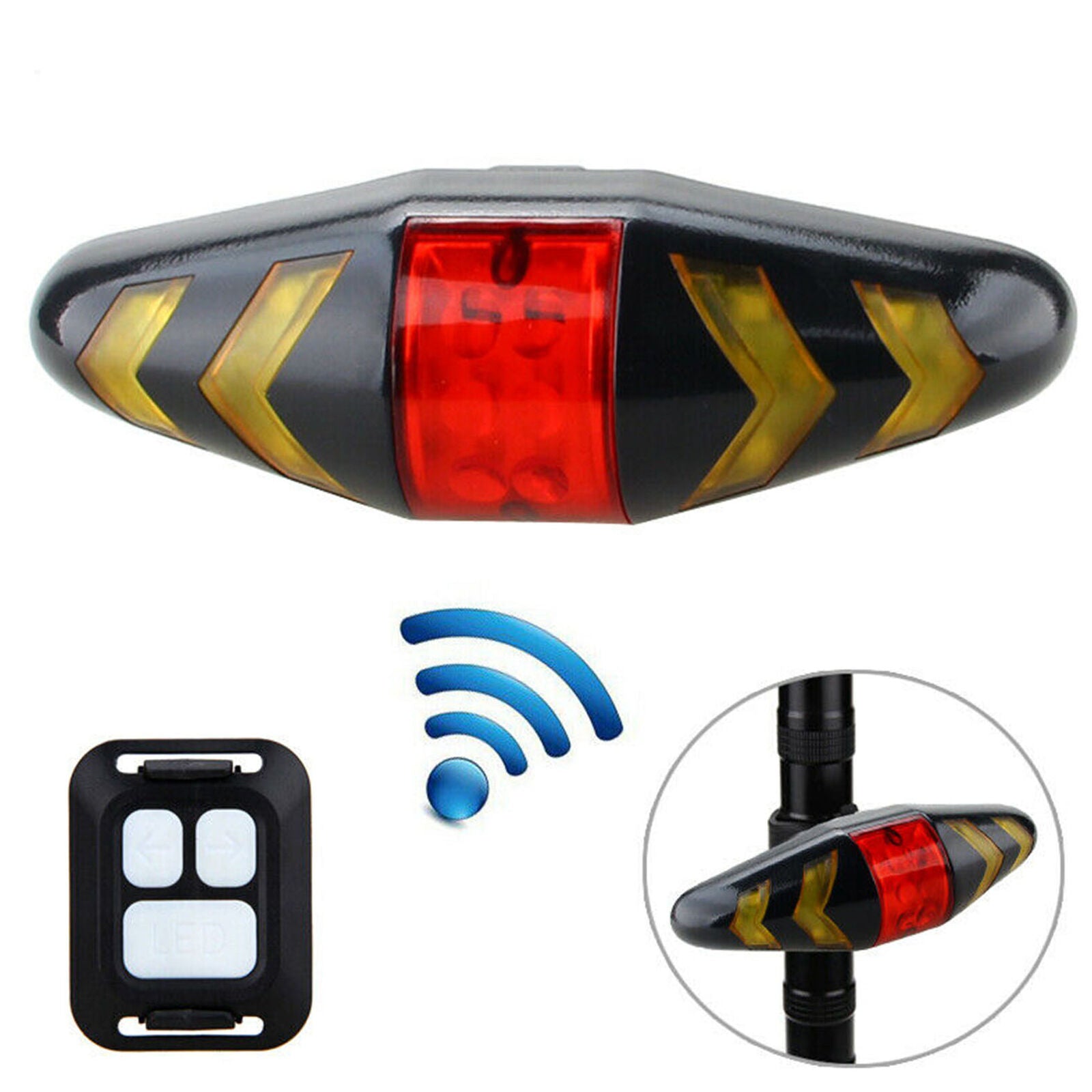 Bike Tail Light Bicycle Cycling Turn Signal Wireless Remote Control Rear Lamp