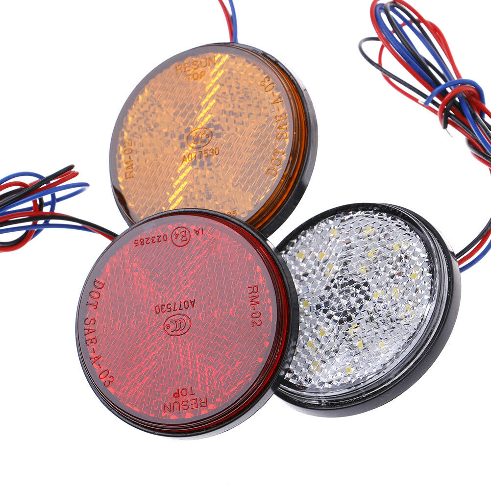 1Pc Car motorcycle red round 24LED brake turn signal stop tail lights reflectoBD