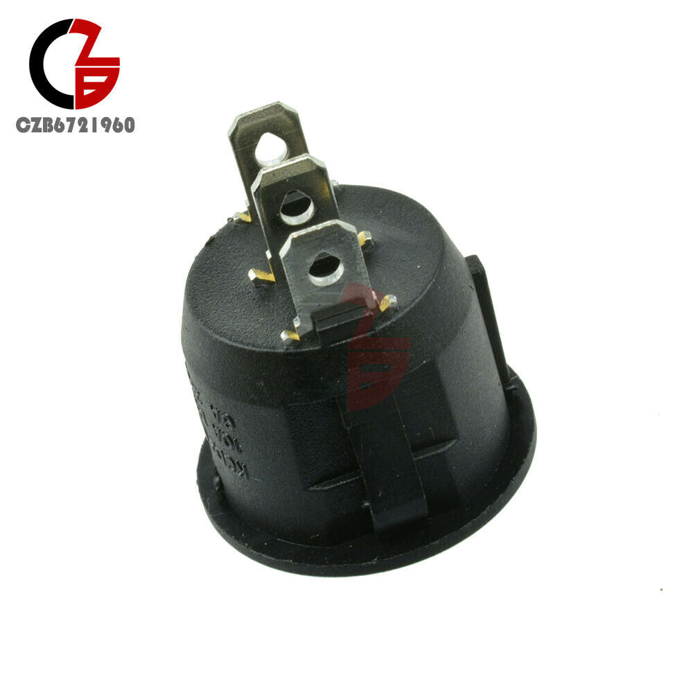 20Pcs Mini Black Round 3 Pin SPDT ON-OFF Rocker Switch Snap-in 6A/10A 250V/125V