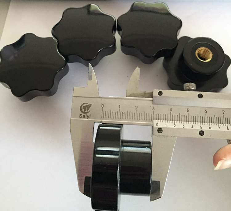 M10 50mm Dia Thread Head Clamping Seven Star Shape Knob Black 5PCS