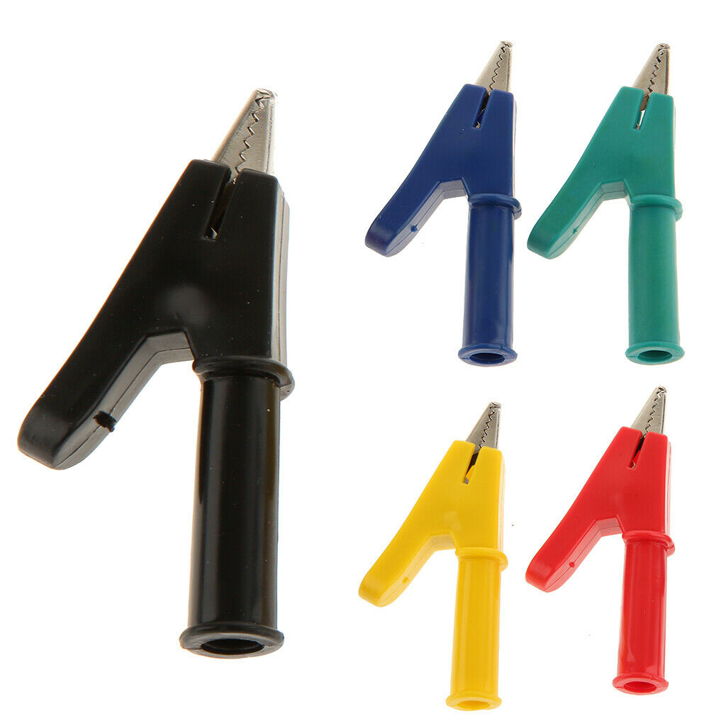 2 Pieces Testing Probe Insulated Alligator Crocodile Clip Clamps For 4mm Banana